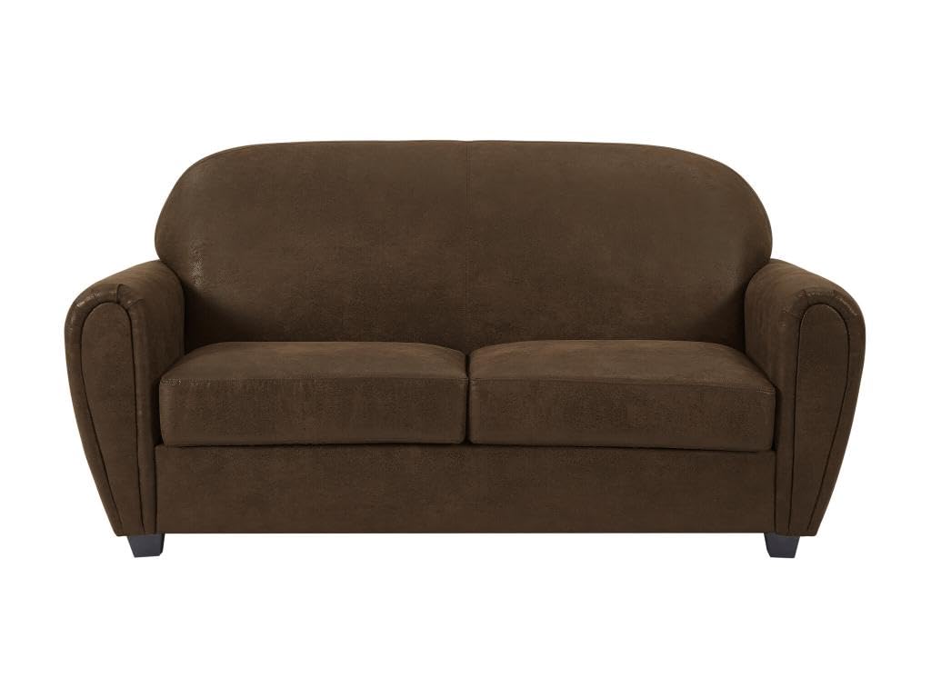 Vente-unique - Canapé 3 Places et Un Fauteuil en Microfibre Aspect Cuir Vieilli Club Victory III