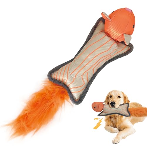 QPAWS Orange Squirrel Oxford Launching Flying Dog Toy Slingshot Chase 