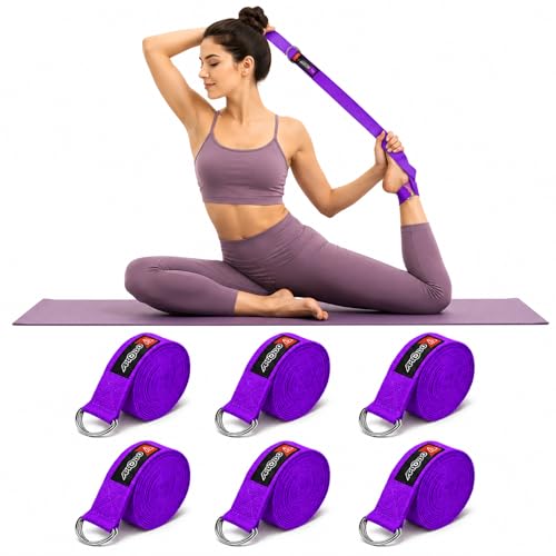Image of Aprodo Yoga Strap (6 /8 /10 Feet Size Option) 1.5 inch Width 100% Cotton Straps with Adjustable D-Ring Buckle, Best for Yoga, body Flexibility & General Fitness