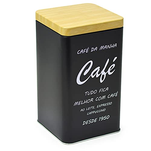 Lata Pote De Metal Para Café E Açúcar Quadrado Retro 2 peças
