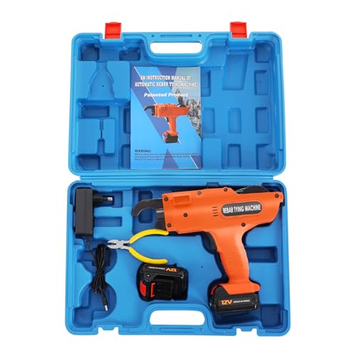 Lieur Automatique, Machine à Lier sans Fil 12V, 2 Batteries 4500mAh, Pince à Ligature Professionnelle pour Barres d'Armature 8-34mm, 1500 Nœuds, Chantier BTP