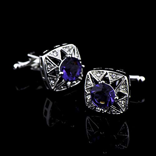 Mancuernillas cuadradas KnBoB con cristal cubic zirconia morado y plateado miniatura 3