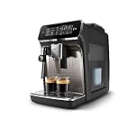 Philips Serie 3300 Macchina da caffè automatica - 5 tipi di bevande, Touch screen a colori, Sistema LatteGo, SilentBrew, Macinacaffè in ceramica al 100%, Filtro AquaClean. Cromato Nero (EP3326/90)