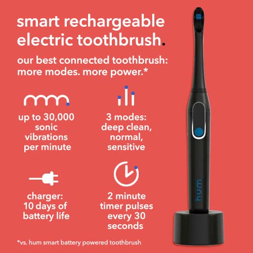 Hum By Colgate Black Electric Toothbrush For Adults, Rechargeable Smart Sonic Toothbrush, Black #TOP3