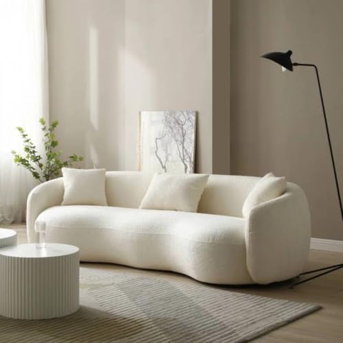 Image of LEGACY OF COMFORT Yazgur 85'' Mid-Century Modern Curved Living Room Sofa, 3-Seat Fabric Couch for Living Room, Office, Apartment (Ivory)