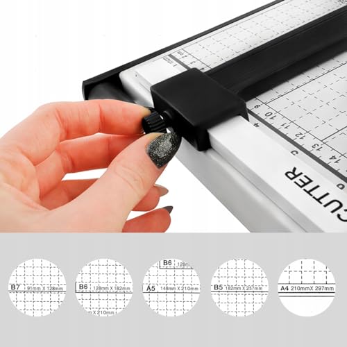 Cortador de Papel de Mesa Manual com Fixador, Para Escritório e Papelaria, Preciso e Profissional co