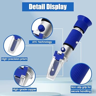 0-10% Salinity Refractometer 1.000-1.070 Specific Gravity Sea Water Tester with ATC Hand Held Refractometer for Saltwater Aquarium, Marine Monitoring (Made of Copper Not Cheap Aluminum)