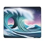POEZJZW Alfombrilla de ratón rectangular con patrón de tsunami para juegos, base de goma antideslizante, para computadora de escritorio, laptop, juegos, oficina, 10 x 12 pulgadas
