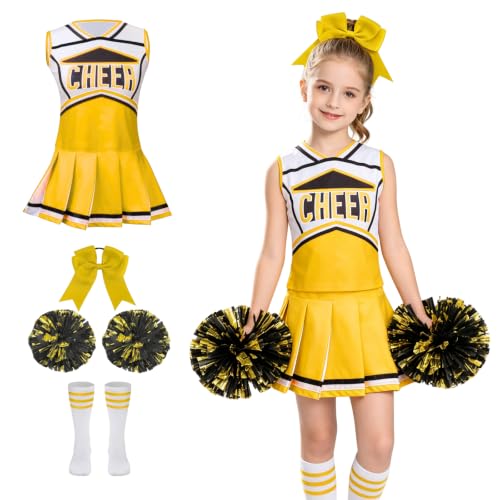 Girls Cheerleader Costume Cheerleading Uniform for Halloween Red 10-11Y