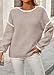 KIRUNDO Womens Sweaters 2026 Fall Oversized Long Sleeve Chunky Knit Crew Neck Contrast Stitching Pullover Winter Clothes(Apricot, Large)