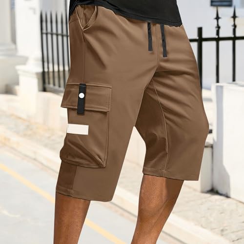 Shorts cargo deportivos para hombre con cintura ajustable y múltiples bolsillos miniatura 3