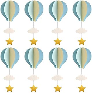 Hot Air Balloon Garland Decorations - 8 Pack Large Size Pastel Cloud Hot