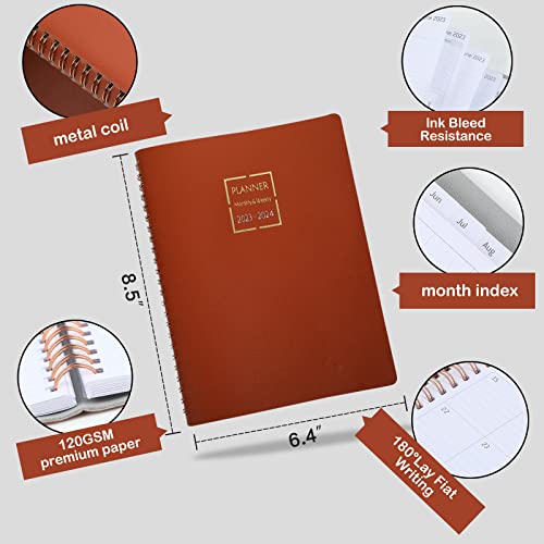Q.z.art July 2023 To June 2024 Calendar Monthly And Weekly Planner - Soft Leather Cover Daily Planner Monthly Planner Double Metal Coil Calendar Planner With Schedule Book And Personal Information Book #TOP3