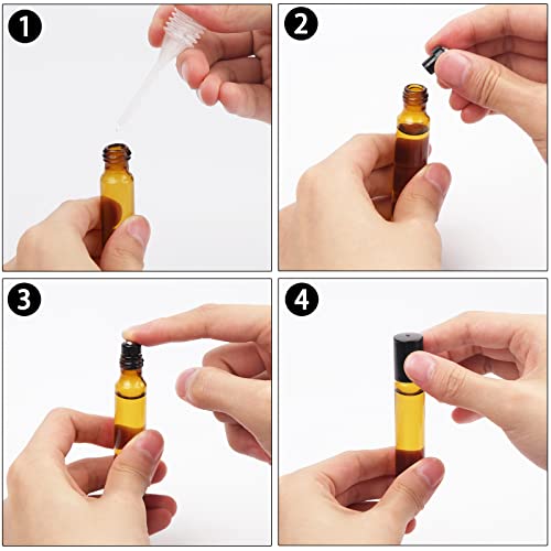 DKBT Roll on Glasflaschen für ätherisches öl 10ml Roll on öl Flasche Leer 12 Stück Rollon Flaschen für öle mit Edelstahl-Roller Ball ätherische öle Roll on für ätherische Öle Braun