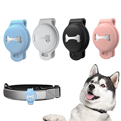 Skywin Silicone Case Compatible with Apple Tracker for Pet Collar – Secure Dog Collar Clip Holder for GPS Tracking Device – Anti-Loss, Dustproof, Soft Silicone Tag Cover (Light Blue)
