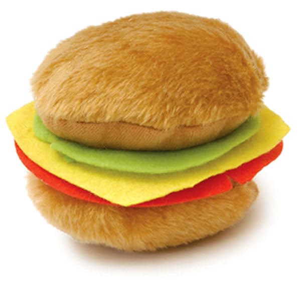 Jeffers Pet Plush American Grill Time Cuisine Dog Toys – 4.5" Squeaky Hamburger Plush Toys for Dogs – Chew, Cuddle, Interactive Play, Soft Durable