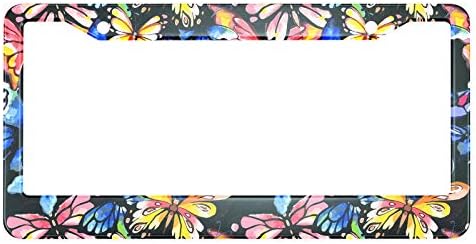 Colorful Butterfly License Plate Frames – 2 Pack, Stainless Steel, Rust-Proof, Fits Standard 12"x6" US Plates, Decorative Car Accessory - View #6