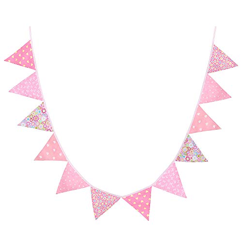 Vordas Welecoco Banderines Tela,Guirnalda Banderas Banderines Pancarta Triángulo Decoración Colgante de Boda Bautizo Fiesta Cumpleaños Navidad(Cerca de 3.2 Metros)