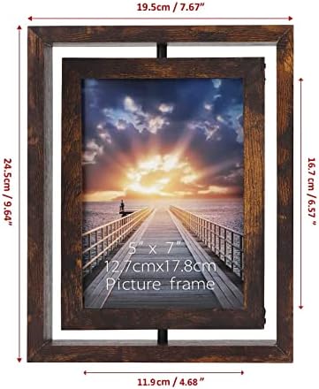 EXYGLO Brown 7x5 Photo Frames, Double Picture Frames 5x7 for Horizontal or Vertical Tabletop Display - Perfect Presents for Families and Friends (2 Pack)
