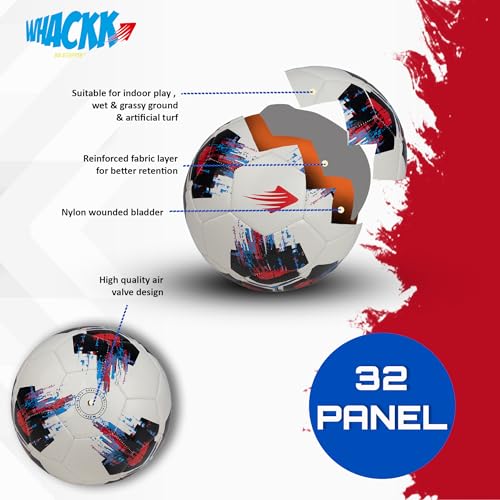 Image of WHACKK Zico HT-PU Football Size 5 Soccerball Hand Stitched for Practice & Training - Original PVC Waterproof. 3 Layered Ideal Sports Ball for All Ages on Ground, Grass and Turf