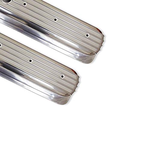 Demotor Performance Finned Tall Polished Aluminum Valve Covers Center Bolt For 1987-97 Sbc Chevy 283 327 350 #TOP3