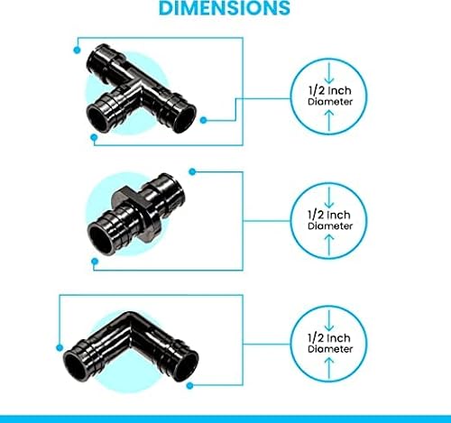 Poly Pex A Expansion Fittings F-1960 1/2" Combo With 1/2" Inch Tees "T" [10 Pcs], 1/2" Elbows [10 Pcs], 1/2" Couplings [10 Pcs] |Plastic Fittings For Pex-A Pipe In Plumbing [Pack Of 30] #TOP2