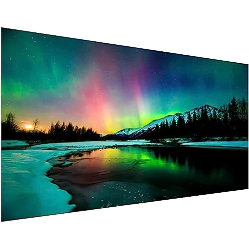 Image of HASTHIP 5D Diamond Painting Kit for Adults, Aurora Lake, 27.5x15.7in