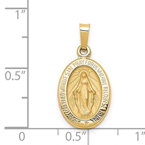 14k Gold Virgin Mary Miraculous Medal Pendant - Oval Mother Mary Necklace Charm with Sacred Words - Handcrafted Religious Jewelry Made in USA - Traditional Catholic Design3