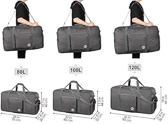 WANDF Foldable Travel Duffel Bag 60-120L Duffle Carry on for Women and Men