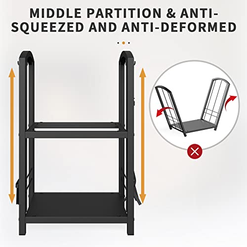image for Mr IRONSTONE Firewood Rack with Fireplace Tools Set, Fireplace Tool Ra