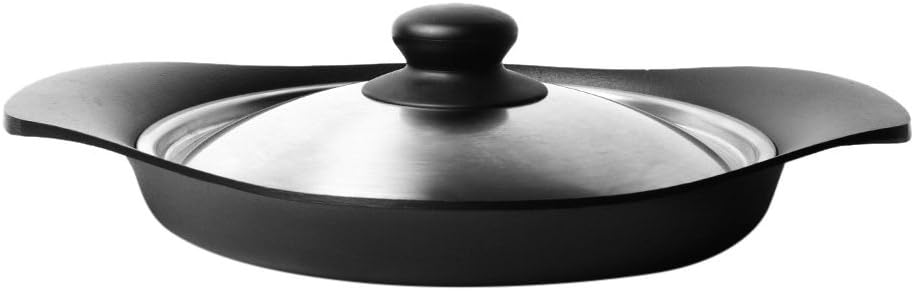 Sori Yanagi Nambu Ironware Grill Pan with Simple Design and High Practicality, Made in Japan, Stainless Steel Lid Included, Induction Compatible