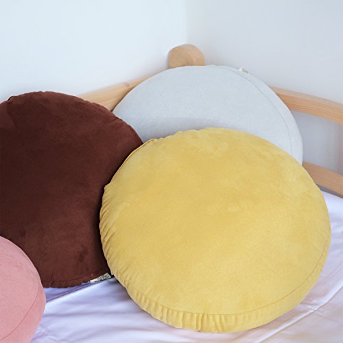 Hodeco Round Throw Pillow 16X16 Down-Like Polyester Filling Super Soft Cushion Ultra Fluffy Feather-Like Touching Decor Circle Round Floor Pillow For Couch Bed, 1 Piece, Ginger Yellow #TOP5