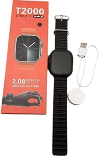 ساعة ذكية T2000 الترا 2 بتصميم أنيق مع شاشة عالية الدقة HD ملم وتقنية ان اف سي، مكالمات بلوتوث، شحن لاسلكي، شاشة تعمل باللمس، متتبع اللياقة البدنية، متوافقة مع IOS وأندرويد، للرجال والنساء، اسود