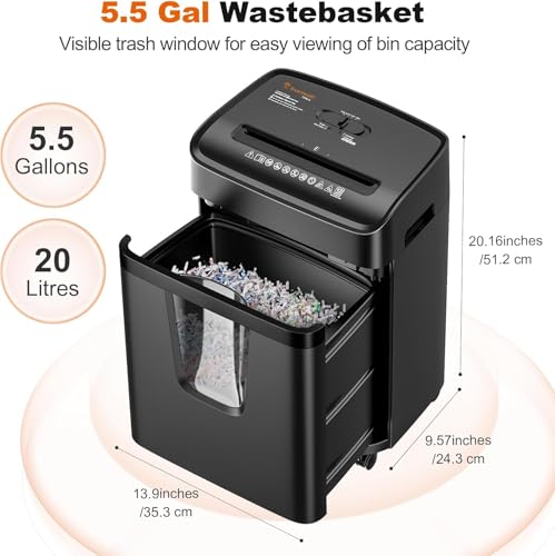 Bonsaii 12-Sheet Micro Cut Paper Shredder for Home Office, Heavy Duty Paper Shredder with 5.5 Gallon Pull-Out Bin, P-4 Security Level – Shreds Paper, CD, Credit Card, for Home Offi image 5