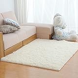Universal für Wohnzimmer Schlafzimmer Teppich,Teppich in Hochflor Shaggy Teppiche,Wohnzimmer Seidenteppich, Couchtisch Sofa Matte-cremeweiß_120 x 160cm