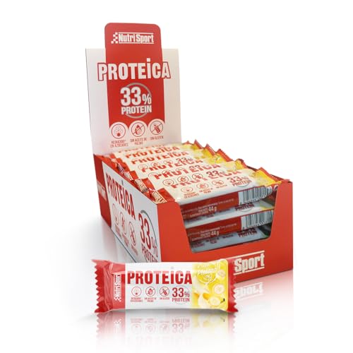 NUTRISPORT Barrita Protéica | Complemento Alimenticio | Alto Contenido en Proteínas | Suplemento para Deportistas | Sabor Plátano | 24 unidades