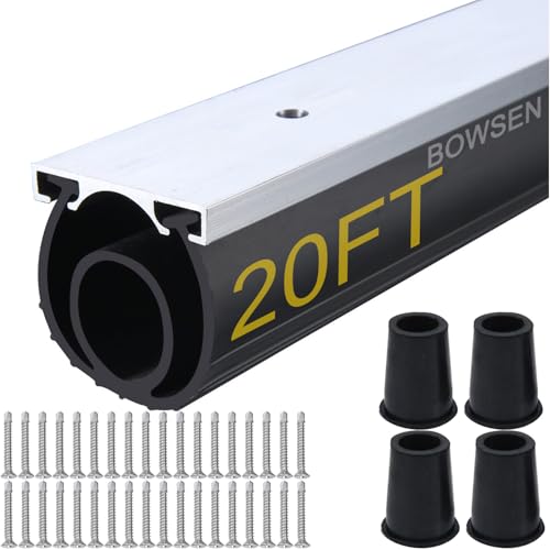 BOWSEN Heavy-Duty U+O Ring Universal Garage Door Bottom Seals Weatherstrip Weather Stripping Rubber with Aluminum Track Retainer Kit, Black (20FT, 1-5/8" Width)