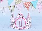Corona 1 año niña Corona cumpleaños niña flores corona de tela decoración primer cumpleaños bebé 1-5 años smash cake niña