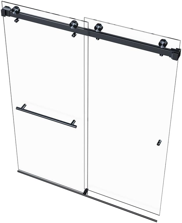 VITRA-200 Frameless Shower Door, 56.5-59 W x 78 H, 3/8" Clear Glass
