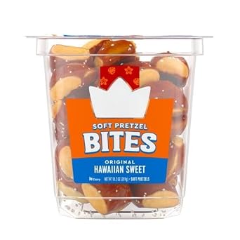 Original Hawaiian Sweet Soft Pretzel Bites, Sweet & Salty Soft Pretzel Snack, Pre-Salted Bite-Sized Pretzels for Dipping, Snacking & Parties, No High Fructose Corn Syrup, Resealable Tub, PACK OF 1 [ 10.2 OZ , 0.6 LB ]
