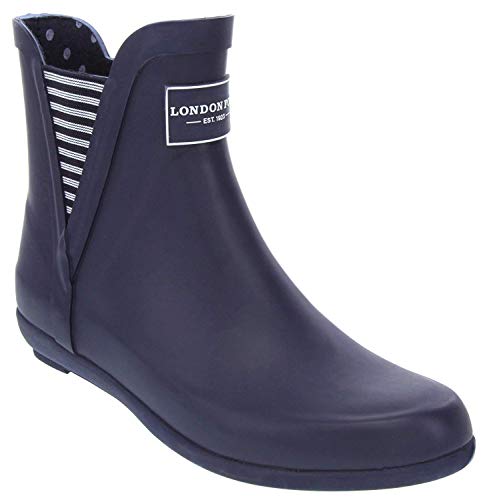 LONDON FOG Womens Piccadilly Rain Boot Navy 9 M US