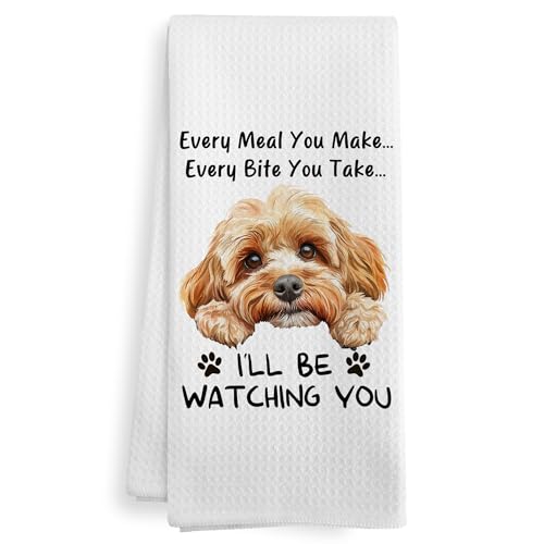 XNXLDYLH Funny Cavapoo Dog Kitchen Towels Accessories Ornament Decor, Cavapoo Dog Mom Gifts for Women Men Kids, Every Meal You Make Every Bite You Take Dish Hand Tea Towels for Kitchen, 16x24 Inch