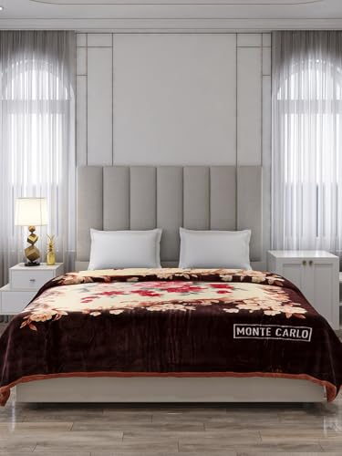 Image of Monte Carlo Double Bed Heavy Winter Blanket (160 X 220) Roman Plus 1 Ply Super Soft 550 GSM | 3 KG, (240x220 CM), Chocolate Brown