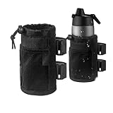 LNtech Cup Holder for Bike,Scooter and Wheelchair,Water Bottle Holder for Walker,Golf Cart and Beach,Universal Drink Holder Accessories with Net Pocket and Cord Lock (1 Piece,Black)