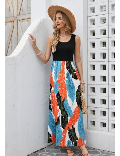 Image of Bluetime Women's Summer Boho Sleeveless Floral Print Tank Long Maxi Dress (S-3XL)