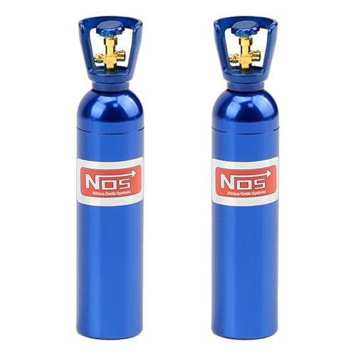 TGCWENG CNC Aluminum Alloy 2PCS RC Simulation Nitrogen NOS Bottle Devorataive Accessories Suit for Axial SCX10 D90 D110 TRX4 TRX4M Redcat HSP HPI 1/10 1/18 Etc RC Crawler Car (Blue、70mm/2.76in)