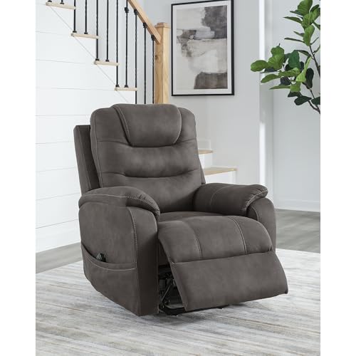 Signature Design By Ashley Snowfield Recliner Chair, Power Lift with Heat and Massage, Faux Leather Upholstery, Easy View Adjustable Headrest, USB Charging, Living Room Comfort by Signature Design by Ashley - Used condition - Image 9