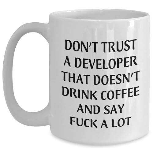 Developer Gifts: Funny White Coffee Mugs for Coders Who Drink Coffee and Swear, Unique Birthday Presents for Programmers from Friends