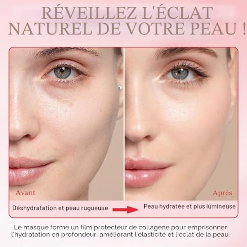 Collagen Night Wrapping Mask，Masque Collagene Visage Korean，Masque de Nuit Au Collagène，Masque de Soin Coréen pour Hydrater, Collagène hydrolysé pour une peau éclatante，Masque Collagene - 150ml (2Pcs) – vue 5