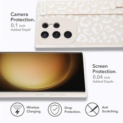 Image of Compatible with Samsung Galaxy S23 Ultra Case with Strap Wrist White
